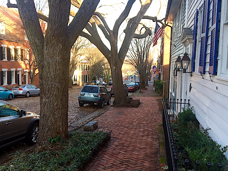 Federal-era row homes along "Captain